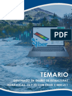 Temario: Diplomado en Diseño de Estructuras Hidráulicas: 1D Y 2D Con Excel E Iber V3.1