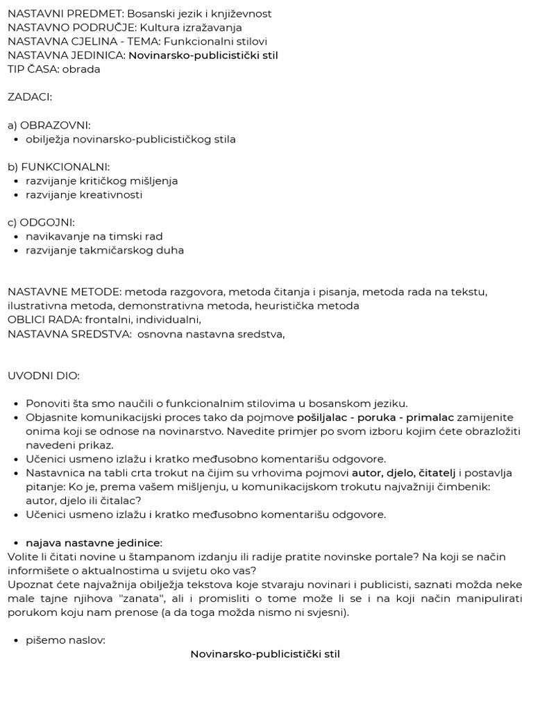 Novinarsko-Publicistički Stil | PDF