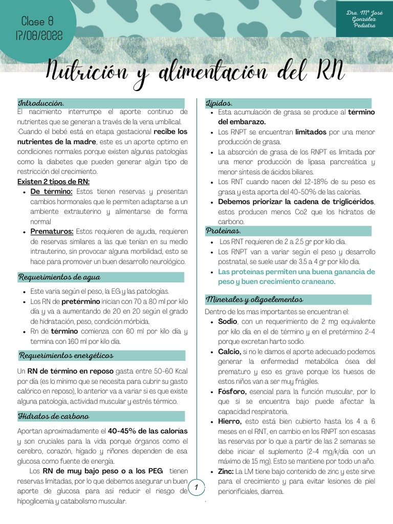 Nutrición y Alimentación Del RN | PDF | Nutrición | Dieta y nutrición