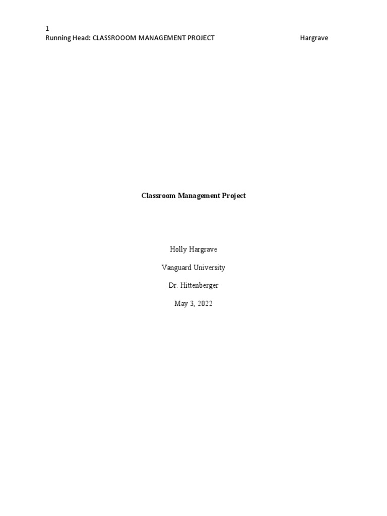 classroom management project final draft PDF Classroom Management Classroom