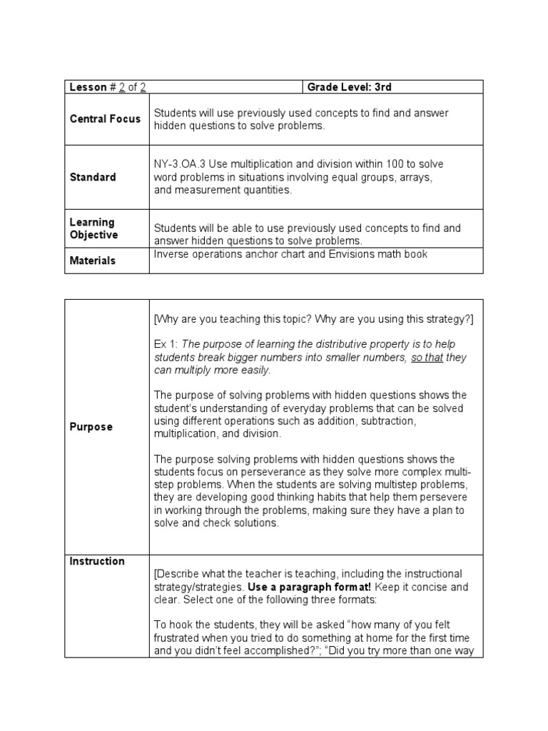 Math Lesson Plan | PDF | Teaching Method | Education Theory