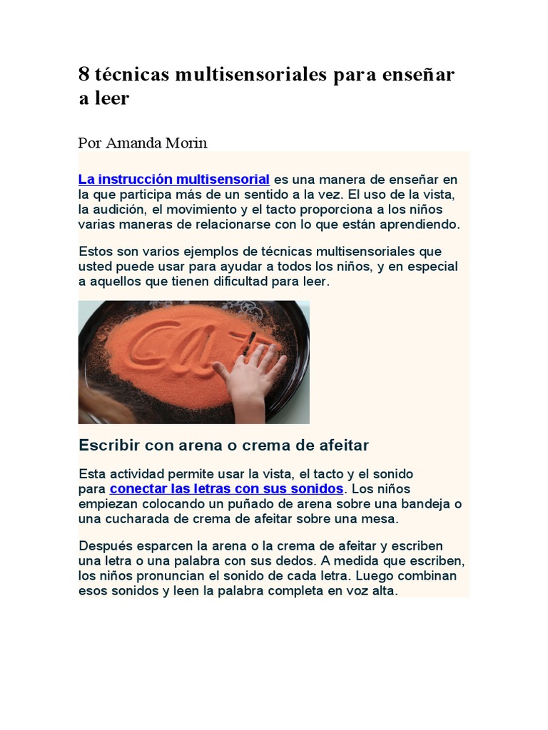 8 Técnicas Multisensoriales para Enseñar A Leer | PDF