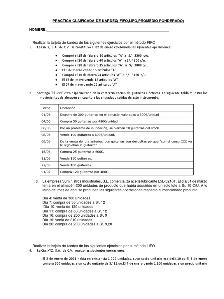 Practica de Kardex | PDF