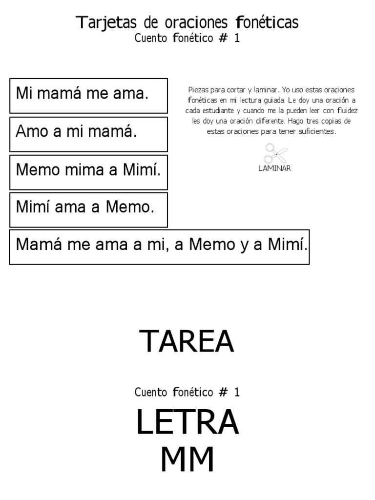 Oraciones con la letra M para niños | PDF | Artes del Lenguaje y ...