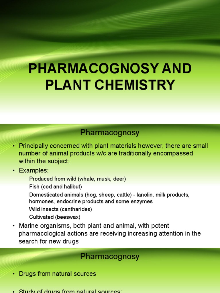 Pharmacognosy Drugs List Ppt Pdf