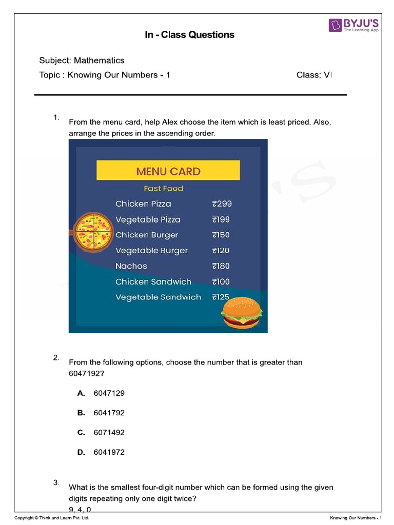 Revise - Knowing Our Numbers - Byju | PDF