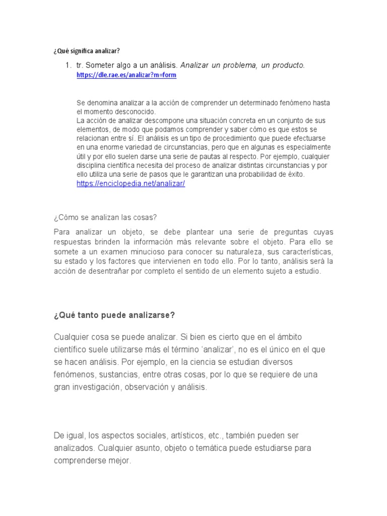 Significado y concepto de analizar | PDF