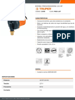 Bomba Presurizadora 1/6 HP: Características