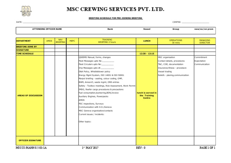 Briefing Schedule Pdf