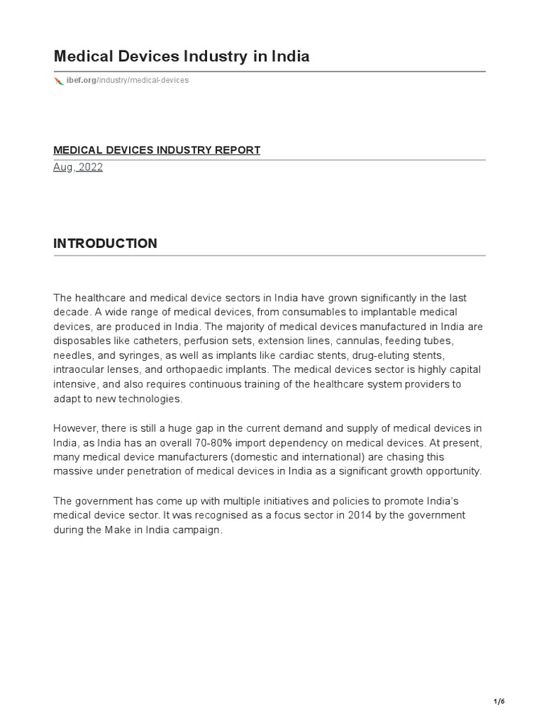 Medical Devices Industry in India PDF Medical Device Procurement