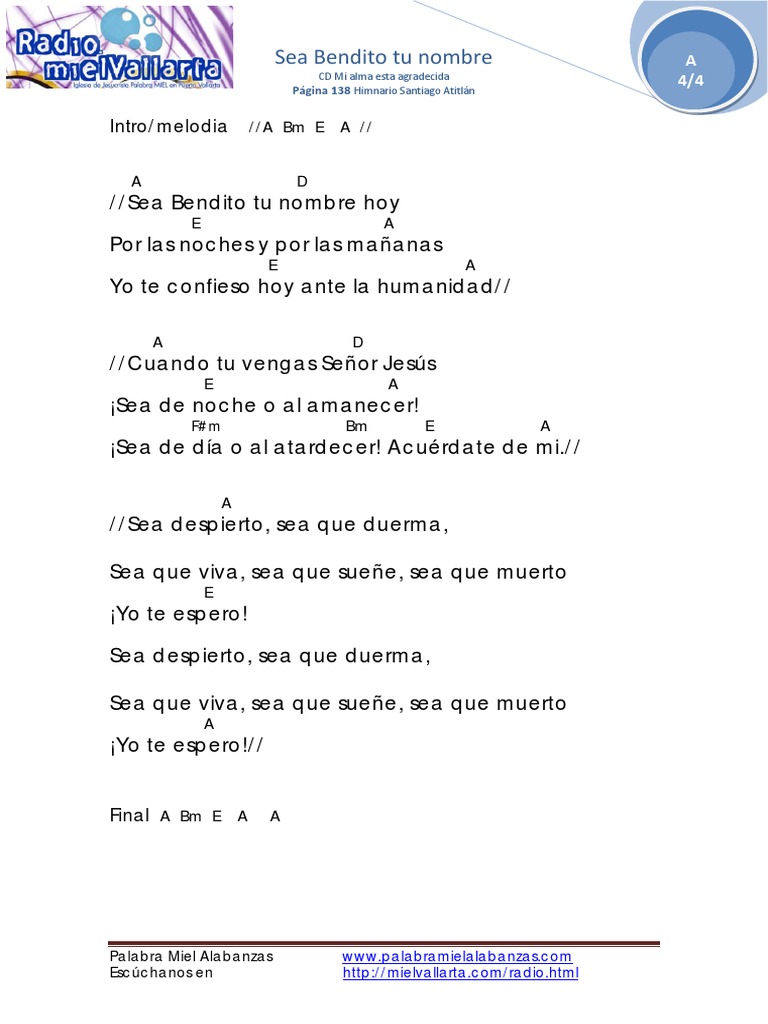 02 Sea Bendito Tu Nombre | PDF, image size:768x1024