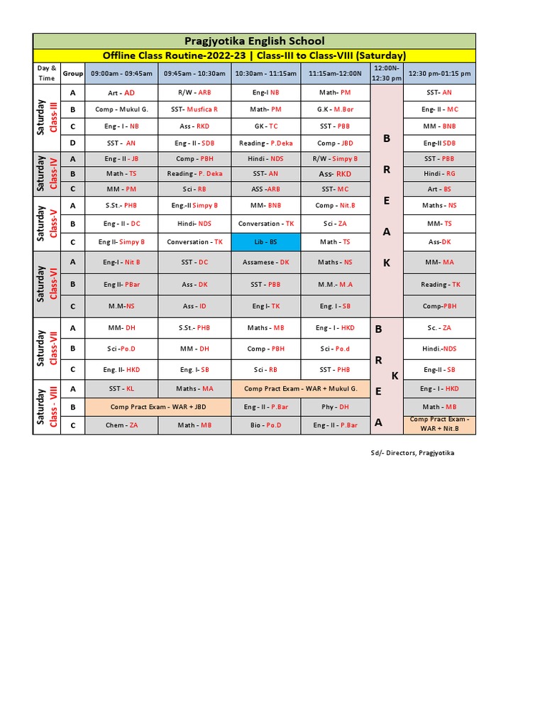 CL - 3 To 8 Routine (10-12-22) Saturday | PDF