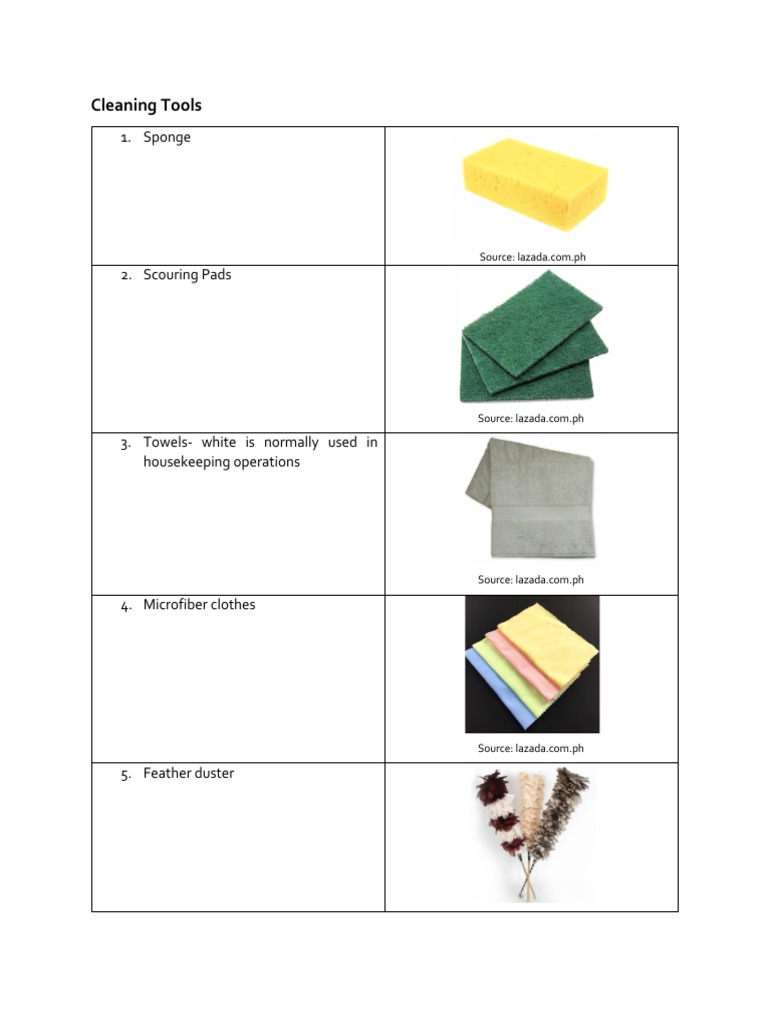 Cleaning Tools PDF Housekeeping Materials