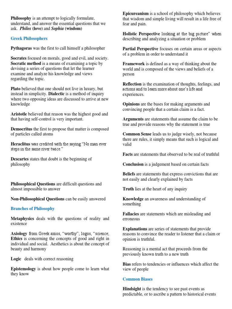 Introduction to Philosophy Basics | PDF | Reason | Logic