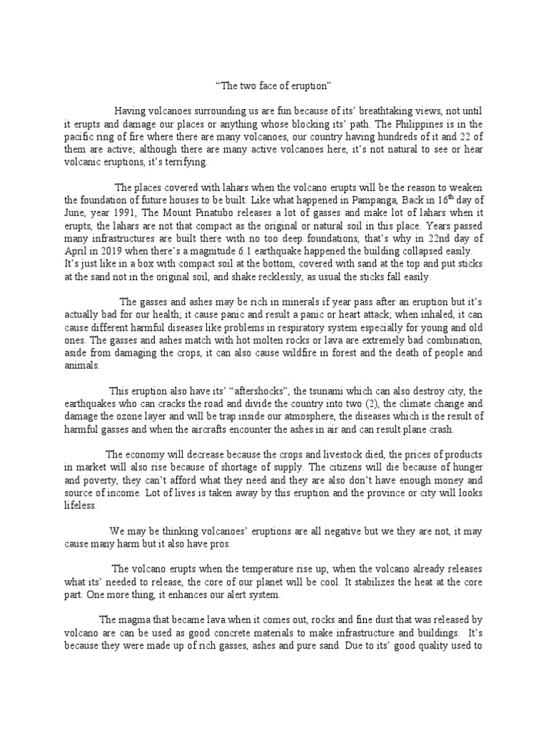 Volcanic Eruption Pdf Volcano Types Of Volcanic Eruptions