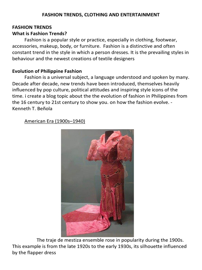 Philippine Fashion Trends Evolution | PDF | Clothing | Human Body