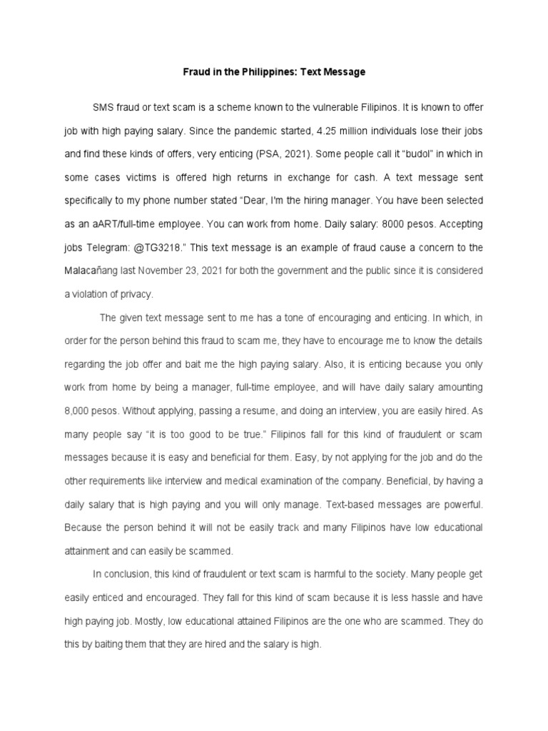 Text Scams Targeting Filipinos | PDF | Fraud | Text Messaging
