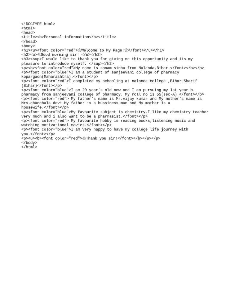 Html webpage to introduce yourself pdf