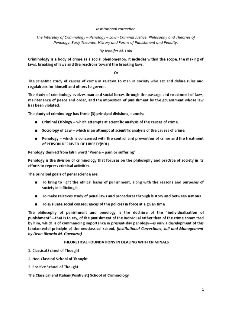 Foundations of Penology and Corrections | PDF | Prison | Criminology