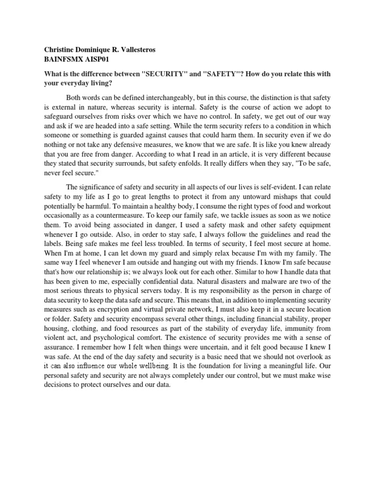 Safety Security Difference PDF Safety Securities