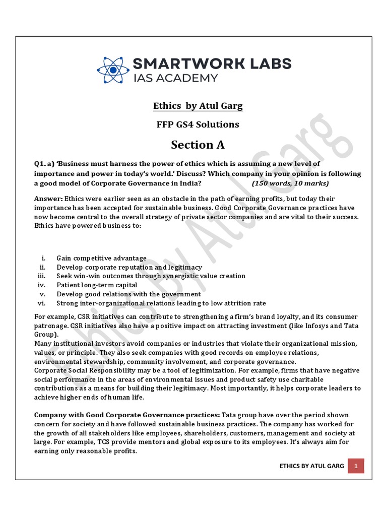 FFP GS 4 Solutions | PDF | Corporate Social Responsibility | Applied Ethics
