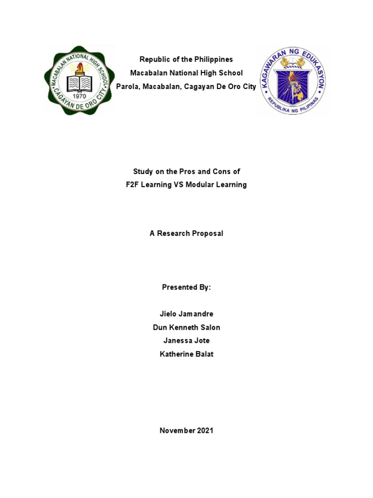 Study On The Pros And Cons Of Face To Face And Modular Learning