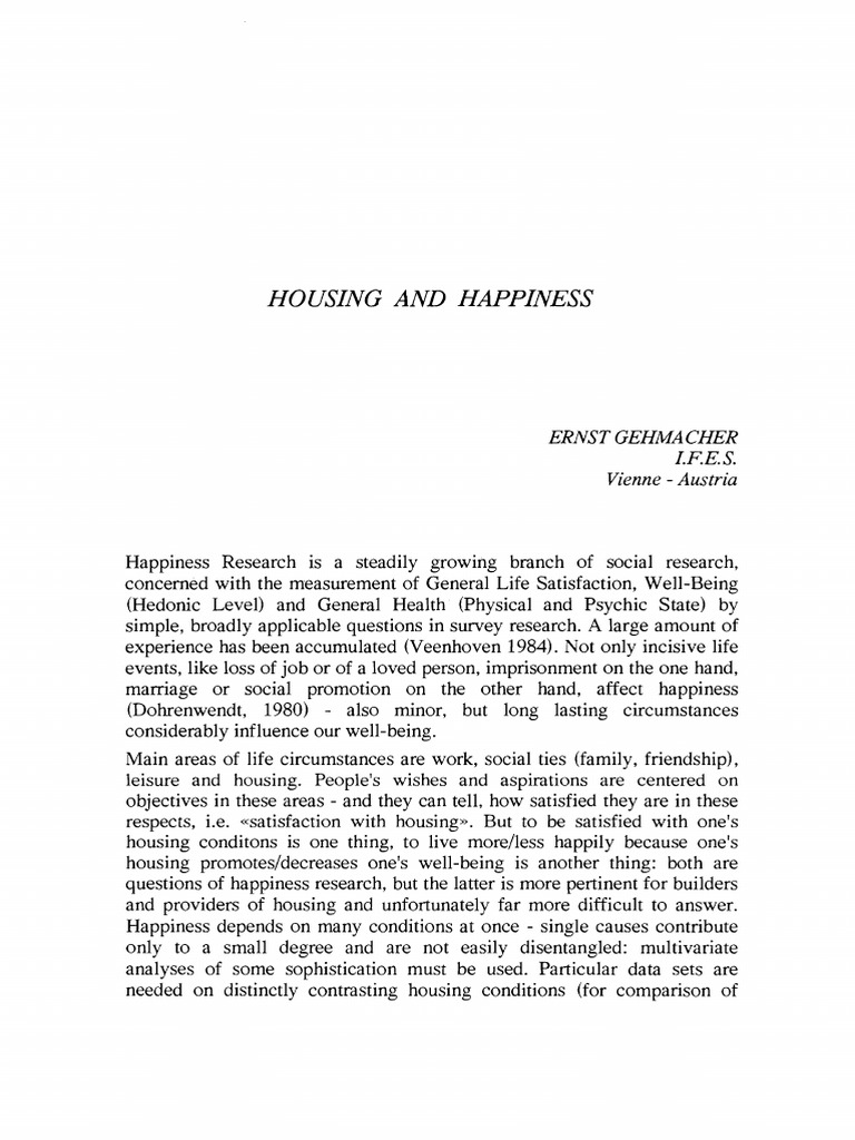 Housing Quality and Happiness A Study on the Relationship Between