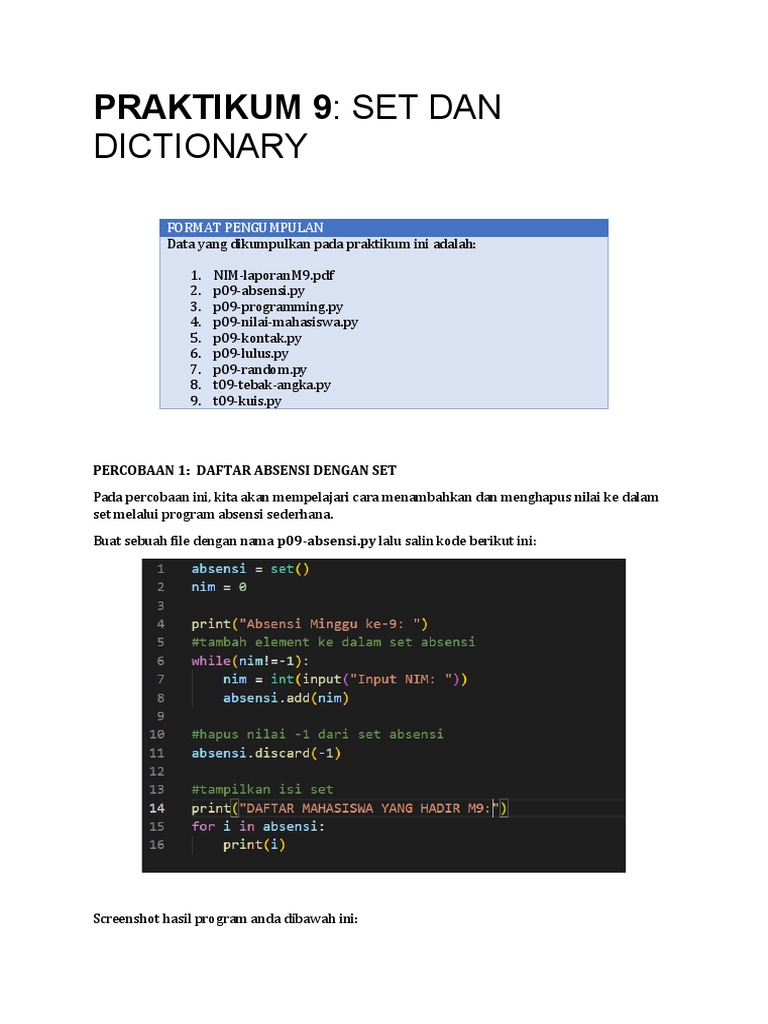 Praktikum Set dan Dictionary Python | PDF | Komputer