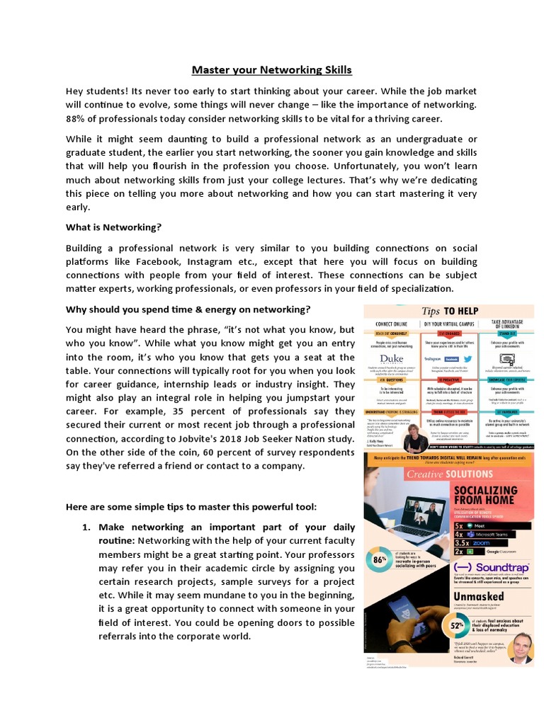 Master Your Networking Skills PDF Communication Cognition