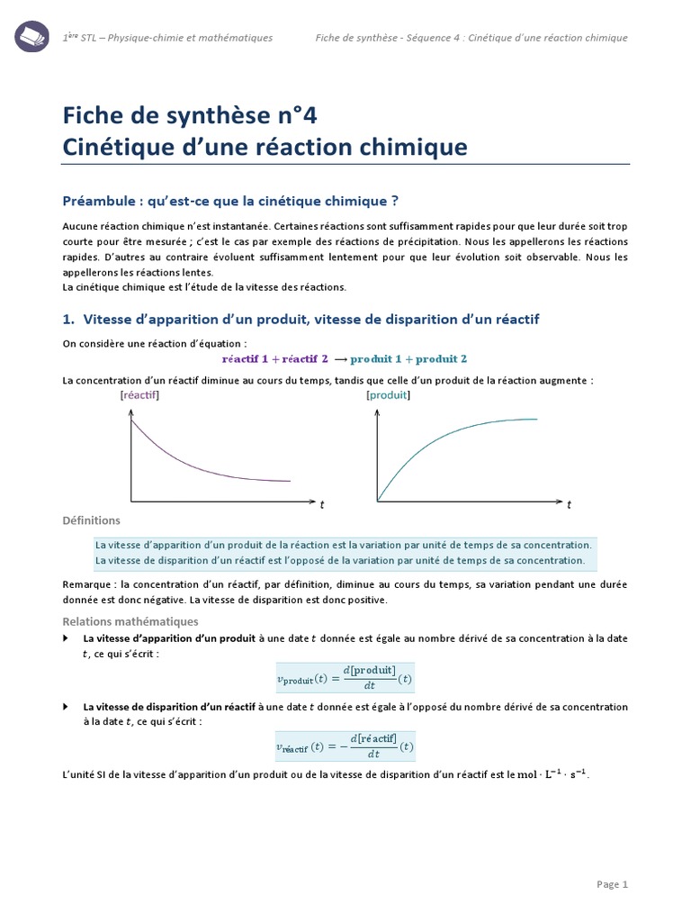 Cinétique des réactions chimiques | PDF | Cinétique chimique | Catalyse