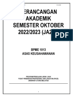 Perancangan Akademik Semester Semester Oktober 2022