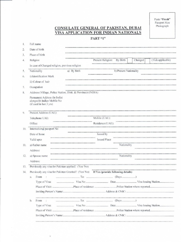 Indian National Visa Application | PDF