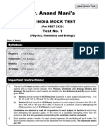 Test No-1 - Mock Test Series - NEET - Phy - Chem - Bio Questions