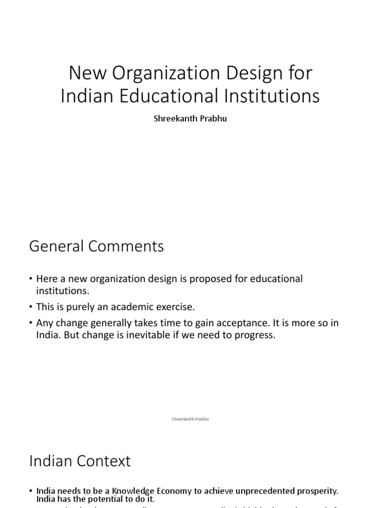 New Organization Design For Indian Educational Institutions PDF