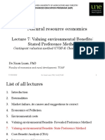Lecture 7 - Valuing Environmnetal Benefits - State Preference Method