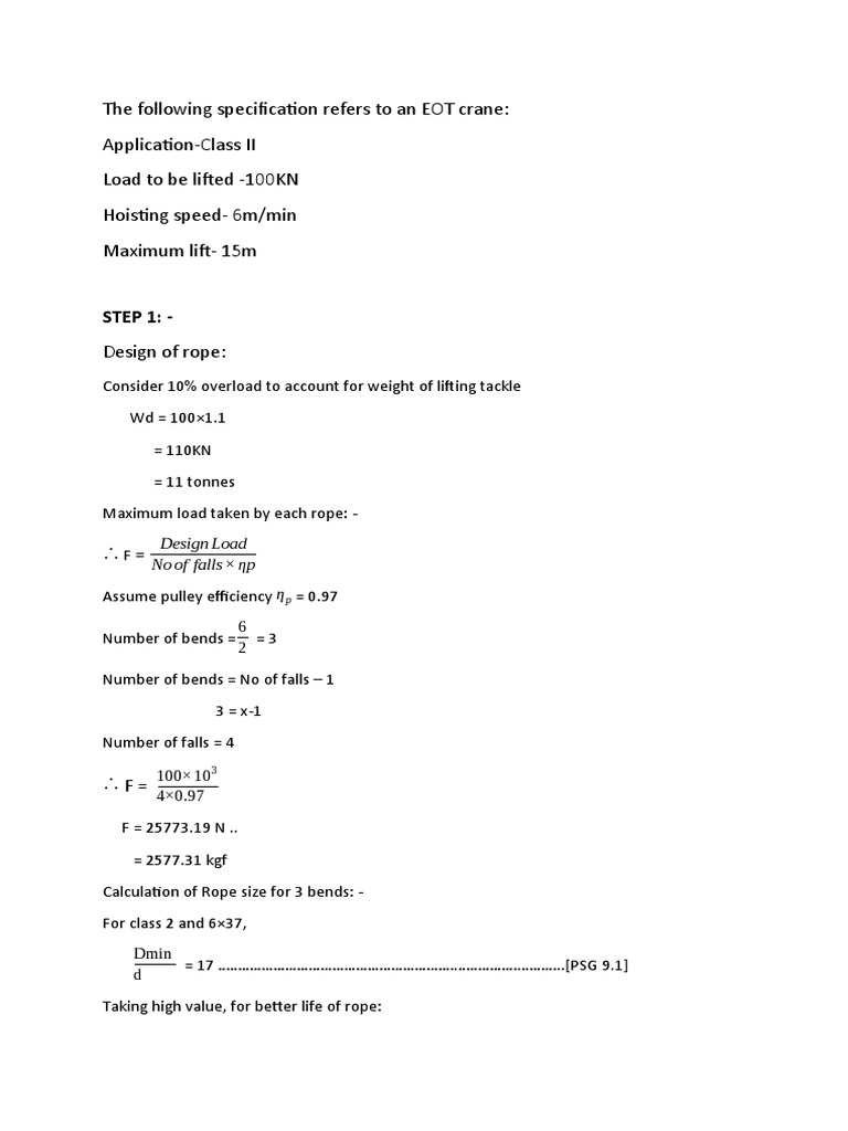 EOT Crane Design Specifications | PDF | Building Engineering | Solid ...