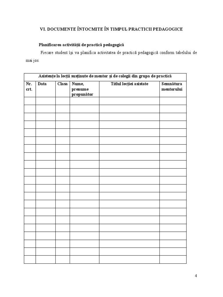 Documente Practică Pedagogică | PDF