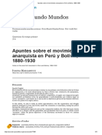 MARGARUCCI, Ivanna. Apuntes Sobre El Movimiento Anarquista en Perú y Bolívia