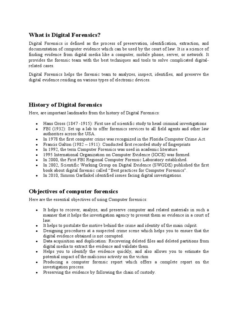 History of Digital Forensics Overview | PDF | Computer Forensics ...