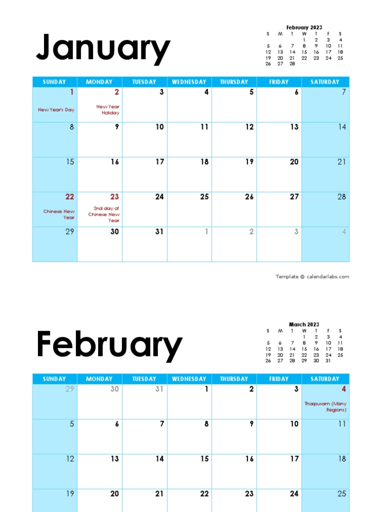 2023 Malaysia Monthly Calendar Colorful Design 05 | PDF | Public ...