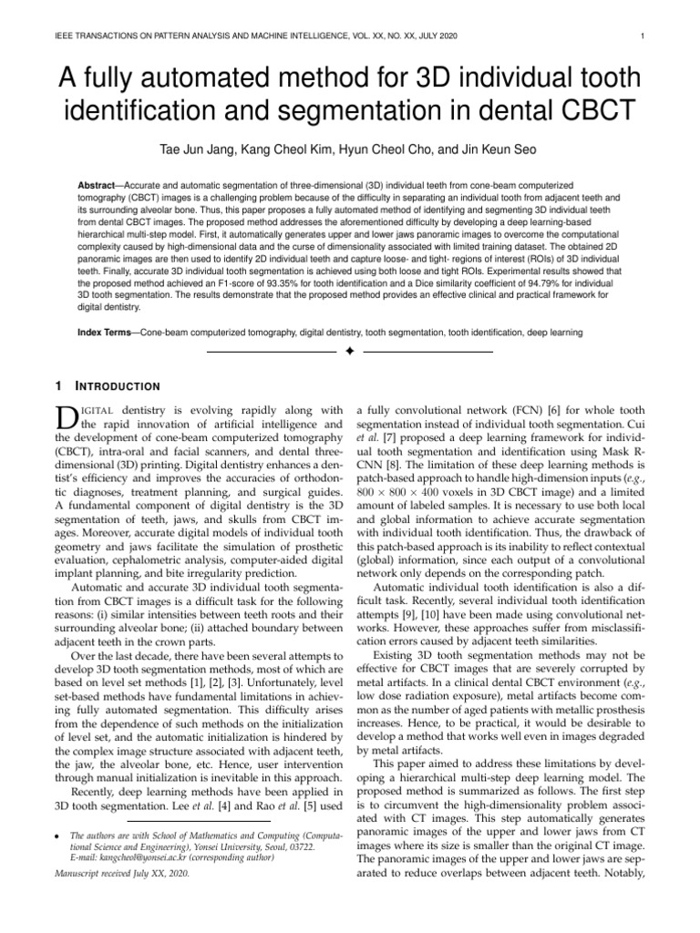 3D Tooth Segmentation in Dental CBCT | PDF | Image Segmentation | Tooth