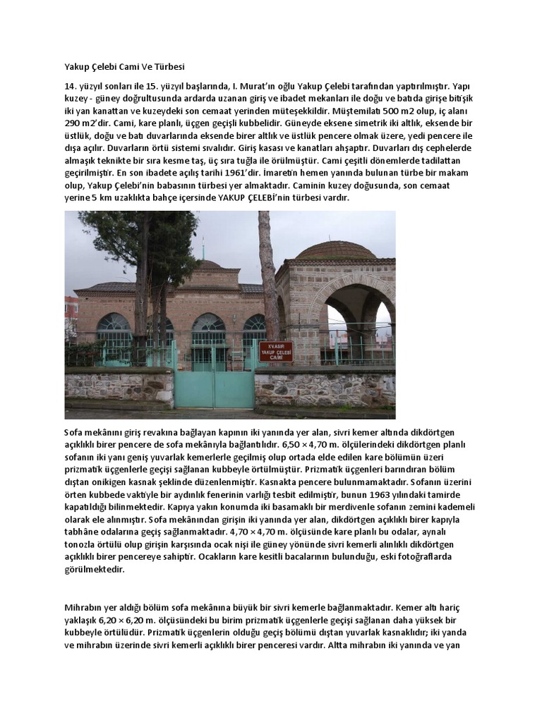 Yakup Çelebi Cami Ve Türbesi PDF