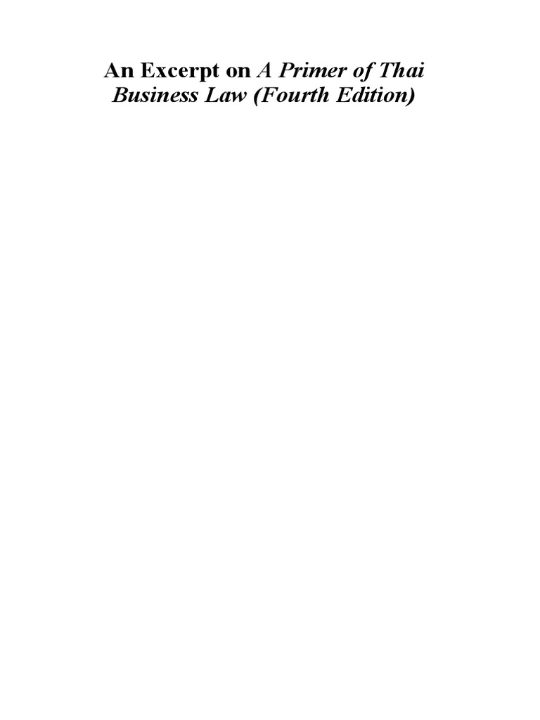An Excerpt On A Primer of Thai Business Law | PDF | Partnership | Loans