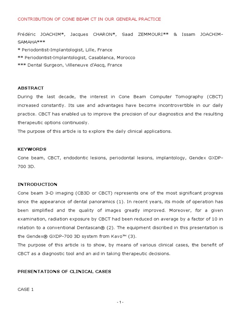 CBCT DR Joachim PDF Medical Specialties Health Care