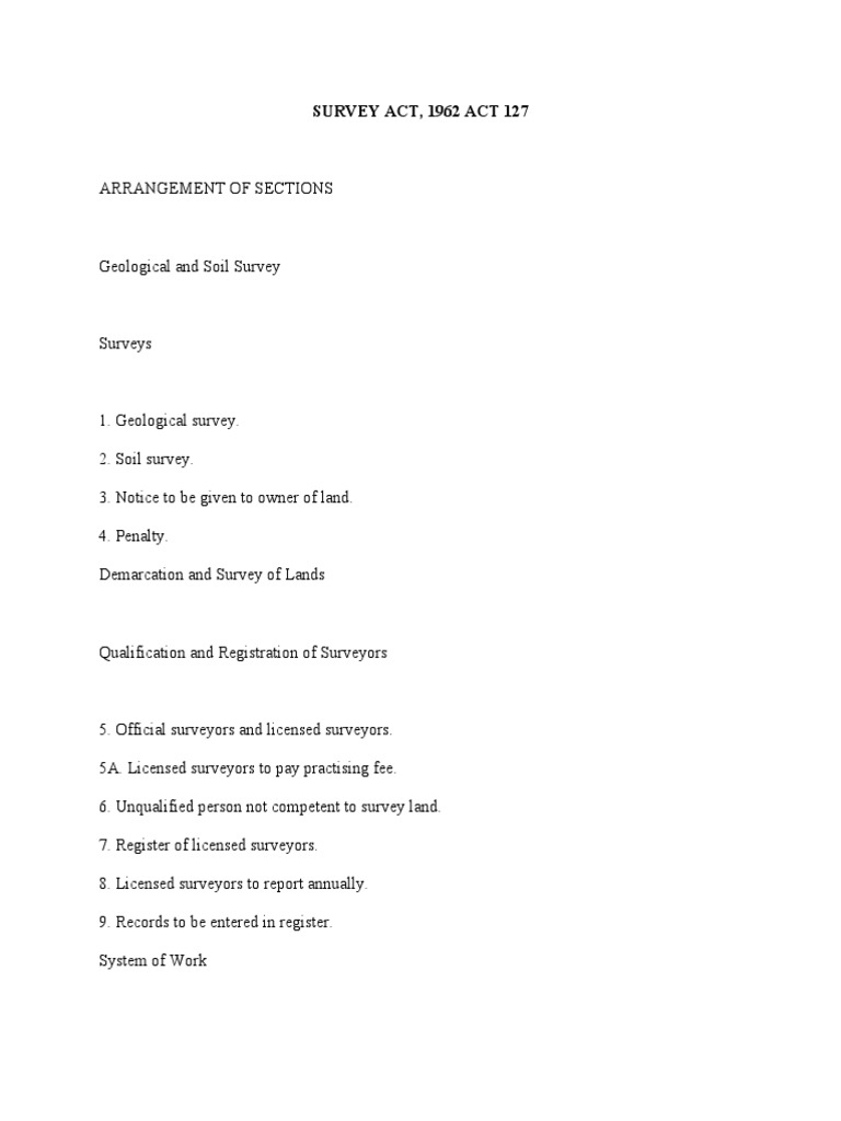 Survey Act 1962: Land Survey Regulations | PDF | Surveying | Crimes