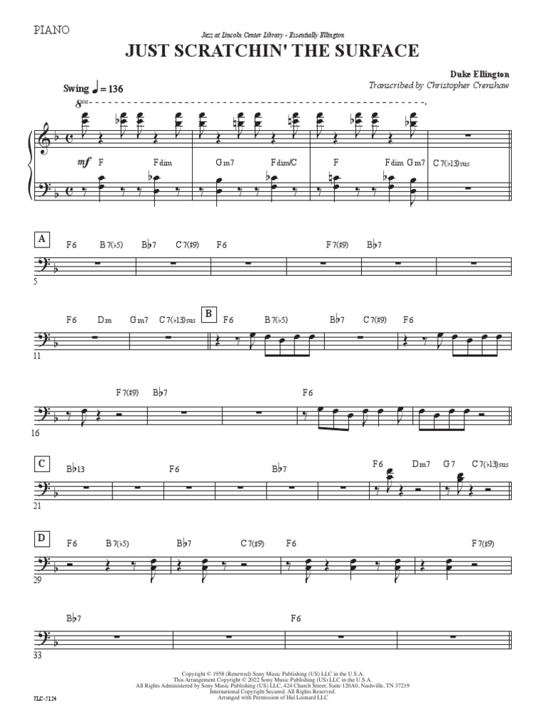 Just Scratchin' The Surface - Piano | PDF