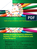 Assessment - Table of Specifications