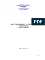 Institucionalizacion de Las Lineas de Investigacion: (Criterios y Procedimiento)