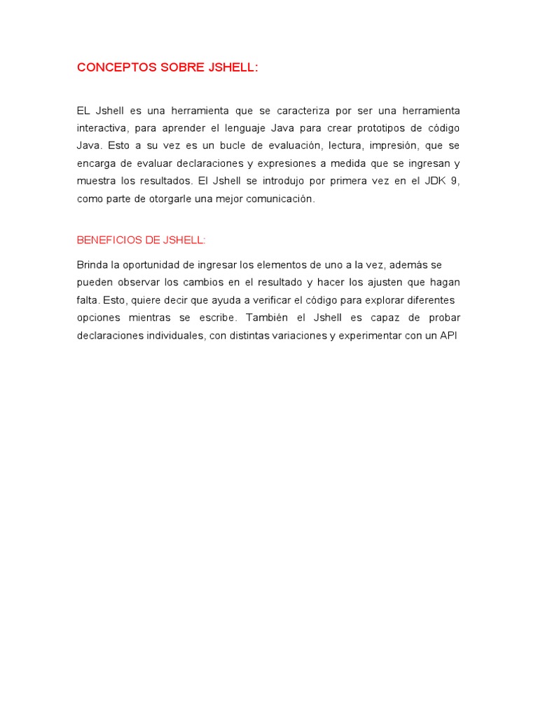 Introducción a JShell en Java | PDF | Artes del Lenguaje y Comunicación ...