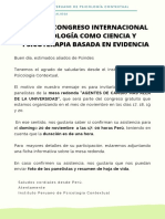 Invitación A Congreso Instituto Peruano de Psicología Contextual